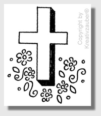 Kreuz mit Blumen ★ Motivstempel