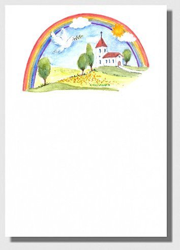 Briefpapier Regenbogen Kirche