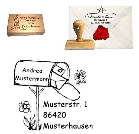 Adress-Stempel Holz Mailbox