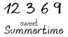Selbstklebende Zahlen & sweet summertime Schriftzug