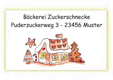 21 Adressaufkleber Lebkuchenhaus