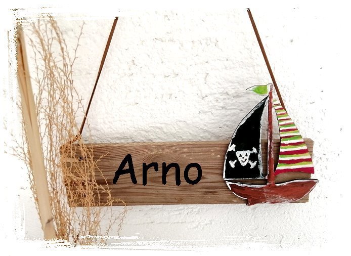 Holzschild Piratenschiff ★  personalisiert mit Wunsch-Text