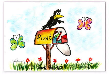 Postkarte Mailbox Rabe