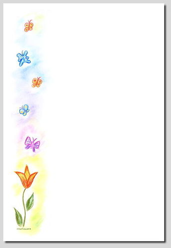 digitales Briefpapier Blume und Schmetterlinge