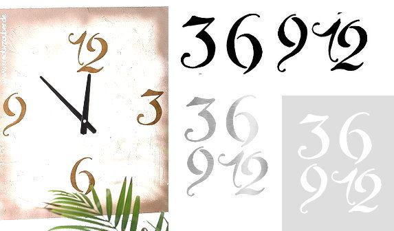 Deko Römische Zahlen 3 6 9 12 mit Striche Holz 35 mm Höhe für Uhr basteln 